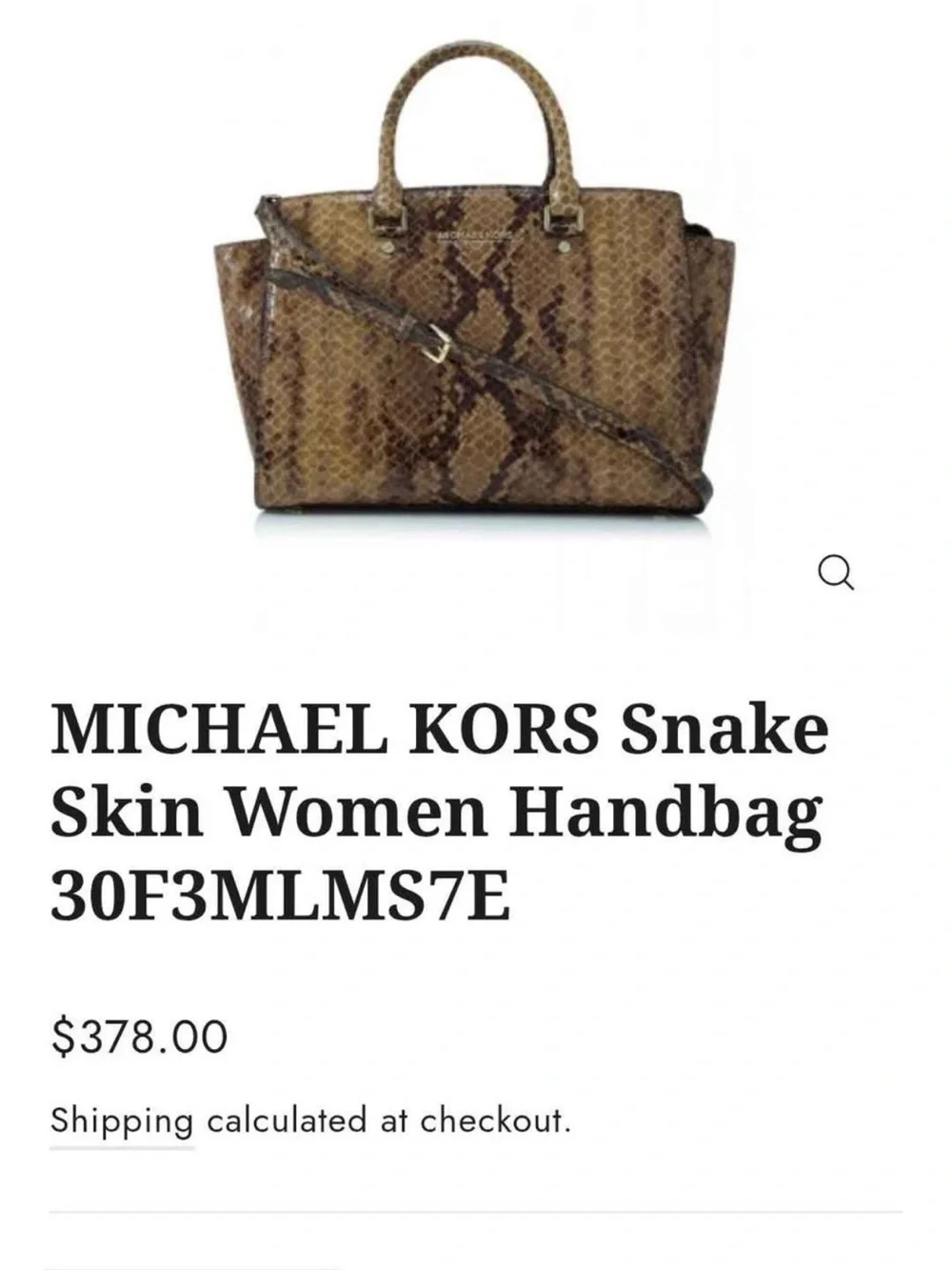 Michael Kors Brown Snake-Print Satchel with Gold Hardware